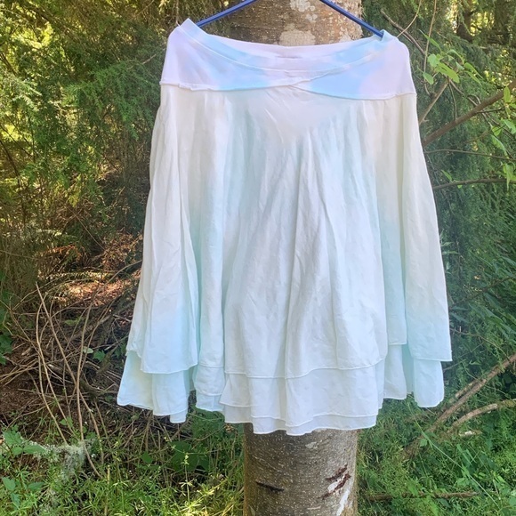Hard Tail Forever Skirt Pale Blue Green & Yellow Tie Dyed Tiered Size Large - Picture 1 of 6